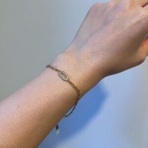 NWT Diamonique Gold Pave Diamond Chain Bracelet